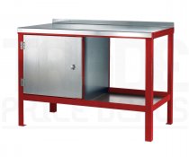 Heavy Duty Workbench | Steel Worktop | LH Cupboard | 840h x 1200w x 600d mm | 1000kg Max Weight per Shelf | Red | Benchmaster