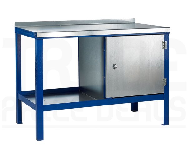 Heavy Duty Workbench | Steel Worktop | RH Cupboard | 840h x 1200w x 600d mm | 1000kg Max Weight per Shelf | Blue | Benchmaster