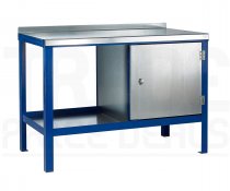 Heavy Duty Workbench | Steel Worktop | RH Cupboard | 840h x 1200w x 900d mm | 1000kg Max Weight per Shelf | Blue | Benchmaster