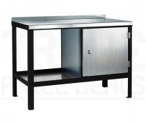 Heavy Duty Workbench | Steel Worktop | RH Cupboard | 840h x 1200w x 600d mm | 1000kg Max Weight per Shelf | Black | Benchmaster