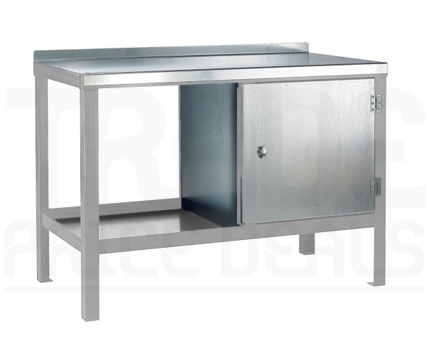 Heavy Duty Workbench | Steel Worktop | RH Cupboard | 840h x 1500w x 600d mm | 1000kg Max Weight per Shelf | Silver | Benchmaster
