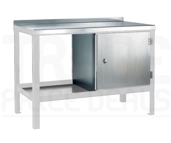 Heavy Duty Workbench | Steel Worktop | RH Cupboard | 840h x 1200w x 600d mm | 1000kg Max Weight per Shelf | White | Benchmaster