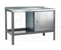 Heavy Duty Workbench | Steel Worktop | RH Cupboard | 840h x 1200w x 600d mm | 1000kg Max Weight per Shelf | Light Grey | Benchmaster
