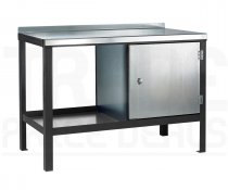 Heavy Duty Workbench | Steel Worktop | RH Cupboard | 840h x 1500w x 750d mm | 1000kg Max Weight per Shelf | Dark Grey | Benchmaster