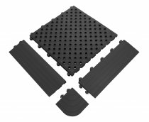 Fatigue Lock Premium Anti-Fatigue Mat | 1 Tile | With Holes | Black | 0.5m x 0.5m | COBA