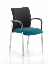 Conference Chair | Arms | Maringa Teal Seat | Black Fabric Back | Academy