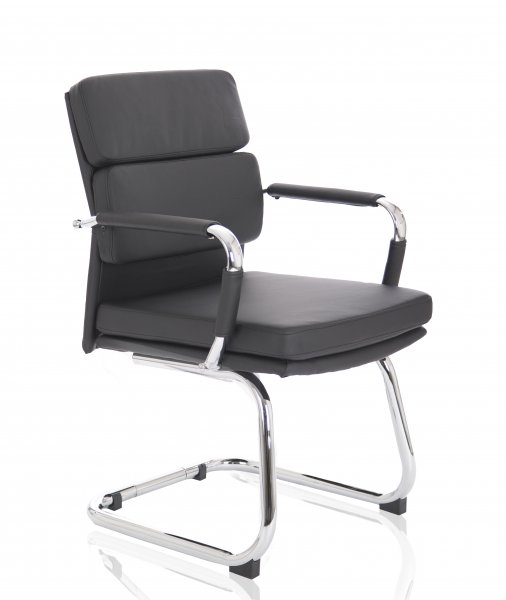 Cantilever Visitor Chair | Bonded Leather | Black | Advocate