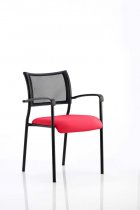 Stackable Conference Chair | Mesh Back | Arms | Black Frame | Bergamot Cherry Red Seat | Brunswick