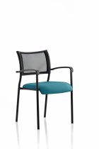 Stackable Conference Chair | Mesh Back | Arms | Black Frame | Maringa Teal Seat | Brunswick