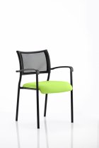 Stackable Conference Chair | Mesh Back | Arms | Black Frame | Myrrh Green Seat | Brunswick