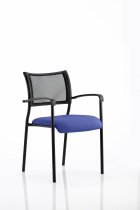 Stackable Conference Chair | Mesh Back | Arms | Black Frame | Stevia Blue Seat | Brunswick