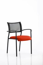 Stackable Conference Chair | Mesh Back | Arms | Black Frame | Tabasco Orange Seat | Brunswick