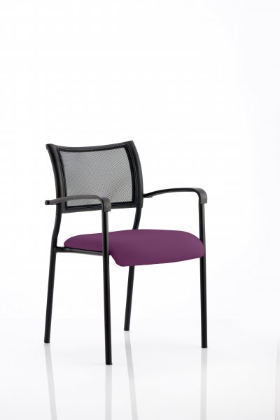 Stackable Conference Chair | Mesh Back | Arms | Black Frame | Tansy Purple Seat | Brunswick