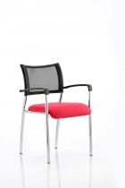 Stackable Conference Chair | Mesh Back | Arms | Chrome Frame | Bergamot Cherry Red Seat | Brunswick