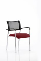Stackable Conference Chair | Mesh Back | Arms | Chrome Frame | Ginseng Chilli Red Seat | Brunswick
