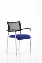 Stackable Conference Chair | Mesh Back | Arms | Chrome Frame | Stevia Blue Seat | Brunswick