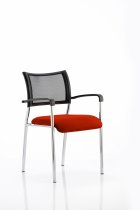Stackable Conference Chair | Mesh Back | Arms | Chrome Frame | Tabasco Orange Seat | Brunswick