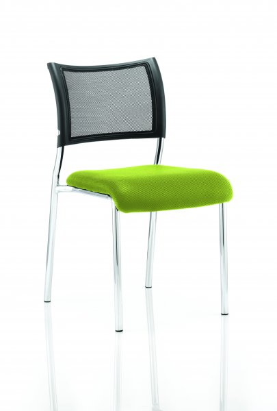 Stackable Conference Chair | Mesh Back | No Arms | Chrome Frame | Myrrh Green Seat | Brunswick