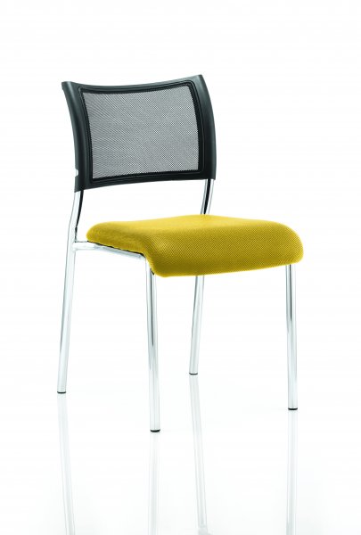 Stackable Conference Chair | Mesh Back | No Arms | Chrome Frame | Senna Yellow Seat | Brunswick