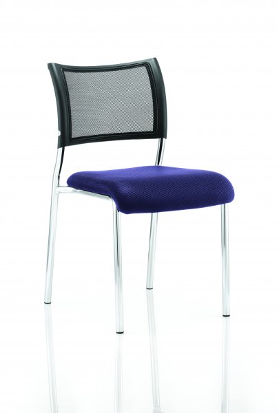 Stackable Conference Chair | Mesh Back | No Arms | Chrome Frame | Stevia Blue Seat | Brunswick