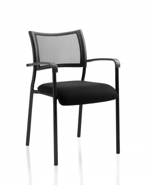 Stackable Conference Chair | Mesh Back | Arms | Black Frame | Black Seat | Brunswick