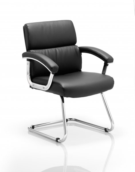 Cantilever Meeting Chair | Leather | Black | Desire