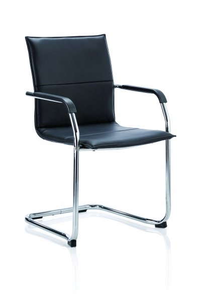 Stackable Meeting Chair | Bonded Leather | Black | Echo