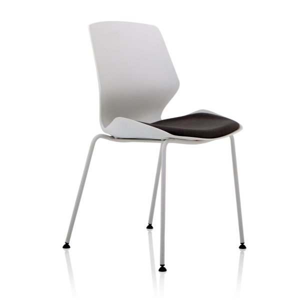 Stackable Visitor Chair | White Frame | Dark Grey Seat | Florence