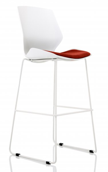 High Stool | White Frame | Ginseng Chilli Red Seat | Florence