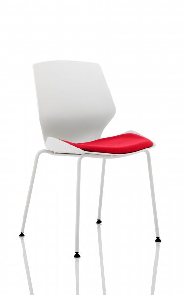 Stackable Visitor Chair | White Frame | Bergamot Cherry Red Seat | Florence