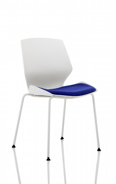 Stackable Visitor Chair | White Frame | Stevia Blue Seat | Florence