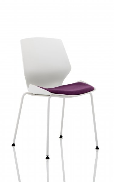 Stackable Visitor Chair | White Frame | Tansy Purple Seat | Florence