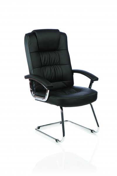 Deluxe Cantilever Meeting Chair | Leather | Black | Moore