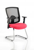 Cantilever Visitor Chair | Mesh Back | Bergamot Cherry Red Seat | Portland