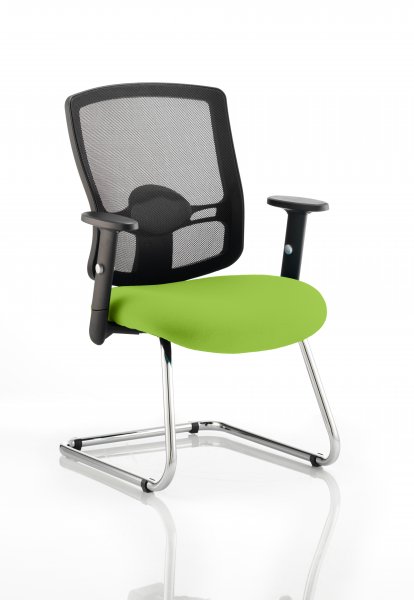 Cantilever Visitor Chair | Mesh Back | Myrrh Green Seat | Portland