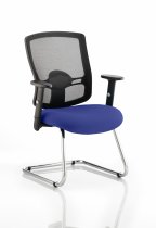 Cantilever Visitor Chair | Mesh Back | Stevia Blue Seat | Portland