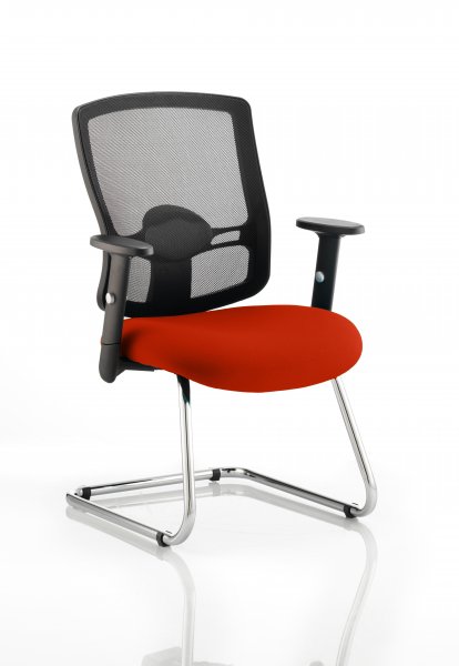 Cantilever Visitor Chair | Mesh Back | Tabasco Orange Seat | Portland