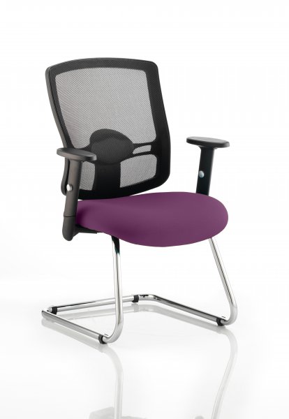 Cantilever Visitor Chair | Mesh Back | Tansy Purple Seat | Portland
