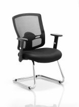 Cantilever Visitor Chair | Mesh Back | Black Seat | Portland