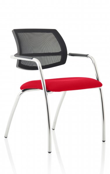 Stackable Visitor & Conference Chair | Mesh Back | Bergamot Cherry Red Seat | Swift