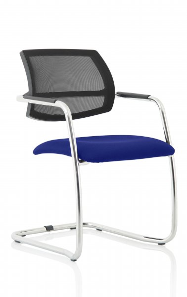 Cantilever Visitor Chair | Mesh Back | Stevia Blue Seat | Swift