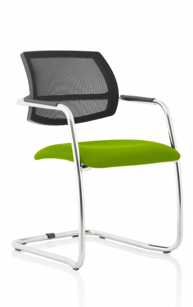 Cantilever Visitor Chair | Mesh Back | Myrrh Green Seat | Swift