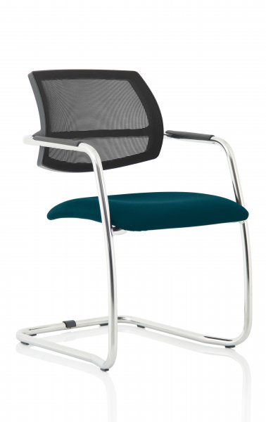 Cantilever Visitor Chair | Mesh Back | Maringa Teal Seat | Swift