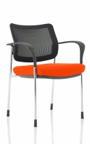 Stackable Conference Chair | Chrome Frame | Mesh Back | Tabasco Orange Seat | Brunswick Deluxe