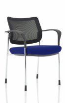 Stackable Conference Chair | Chrome Frame | Mesh Back | Stevia Blue Seat | Brunswick Deluxe