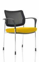 Stackable Conference Chair | Chrome Frame | Mesh Back | Senna Yellow Seat | Brunswick Deluxe