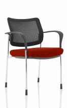 Stackable Conference Chair | Chrome Frame | Mesh Back | Ginseng Chilli Red Seat | Brunswick Deluxe