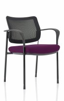 Stackable Conference Chair | Black Frame | Mesh Back | Tansy Purple Seat | Brunswick Deluxe