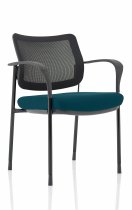 Stackable Conference Chair | Black Frame | Mesh Back | Maringa Teal Seat | Brunswick Deluxe