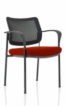 Stackable Conference Chair | Black Frame | Mesh Back | Ginseng Chilli Red Seat | Brunswick Deluxe